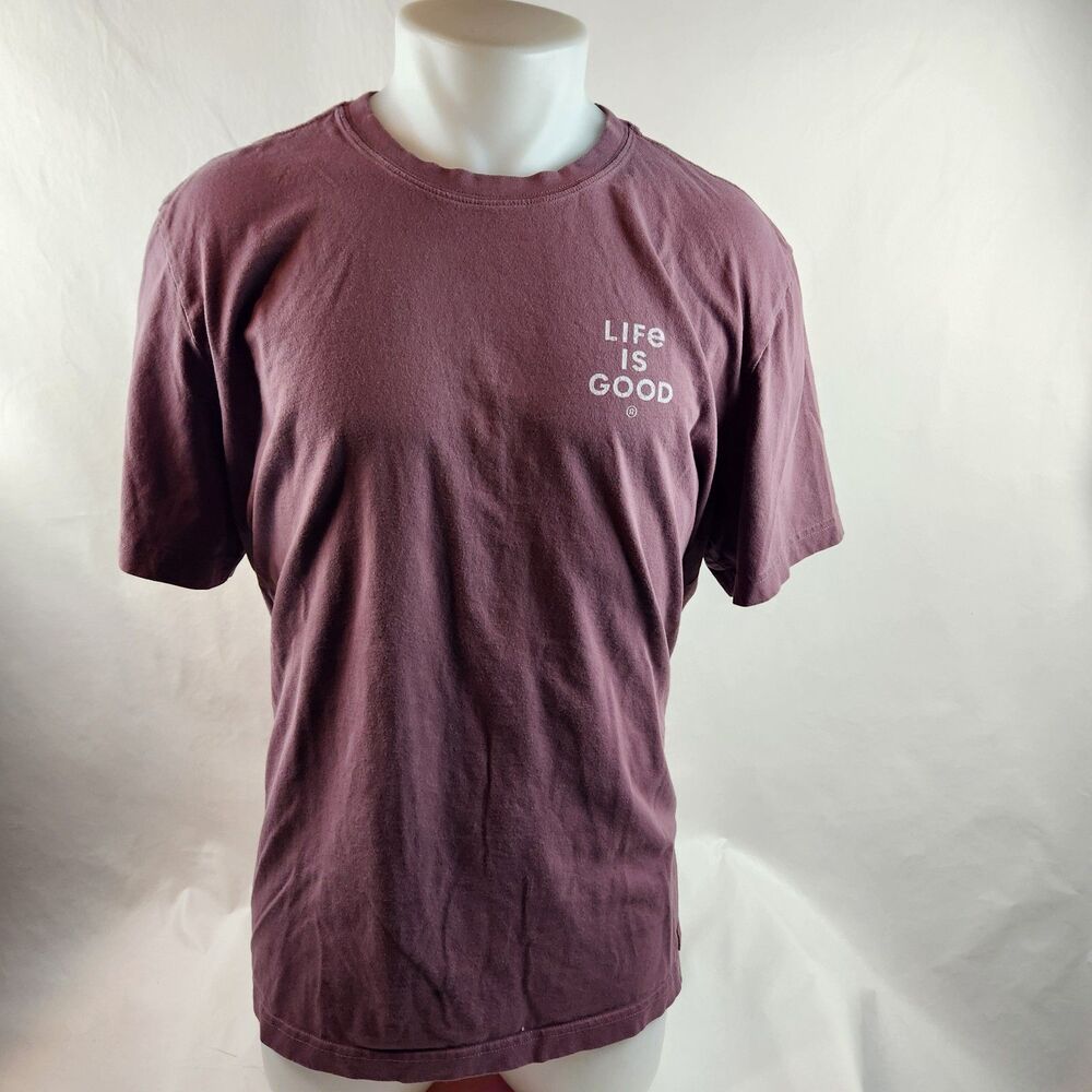 Life Is Good Graphic T Shirt Mens Medium Purple Cat Lover Quote Casual Tee - Picture 3 of 8